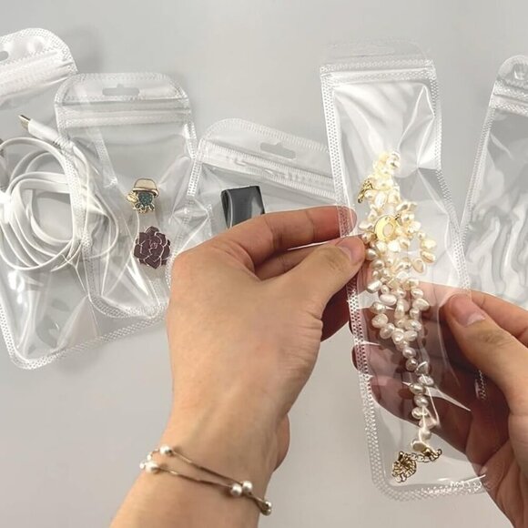 100 Pcs 2.16x5.9 inch usable 1.77x4.7 inch Self Sealing Bag with Hang Hole Resea - Picture 5 of 6